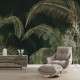 Фотообои Листья золотистые на темном фоне